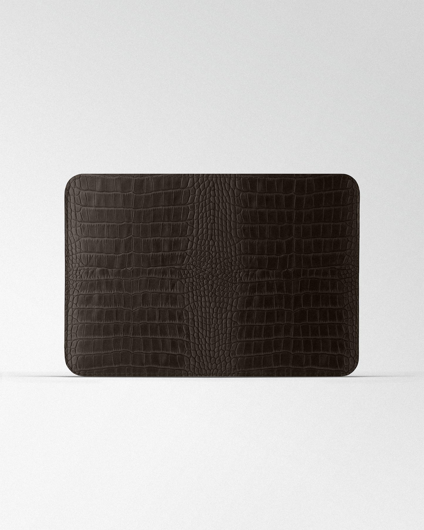 Minimalist MacBook Sleeve With Dark Brown Crocodile Embossing