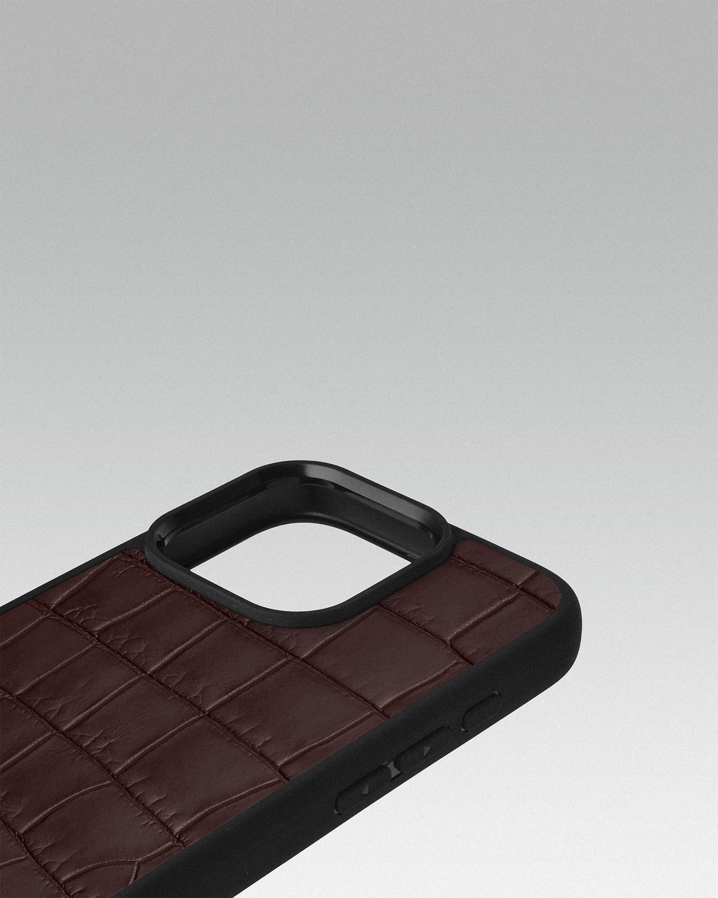 Brown Crocodile Leather Sport Case for iPhone 16 Pro