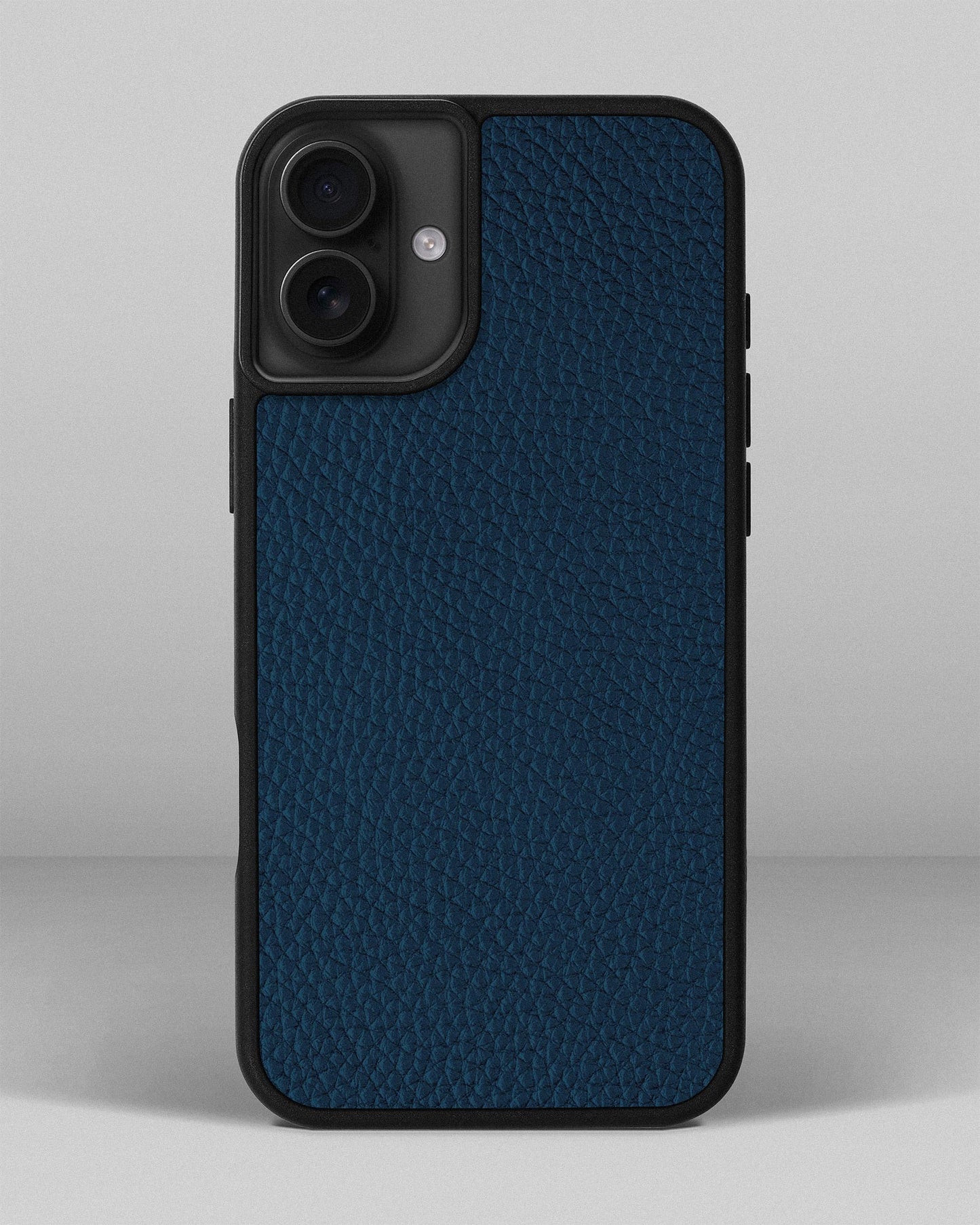 Navy Blue Leather Sport Case for iPhone 16 Plus