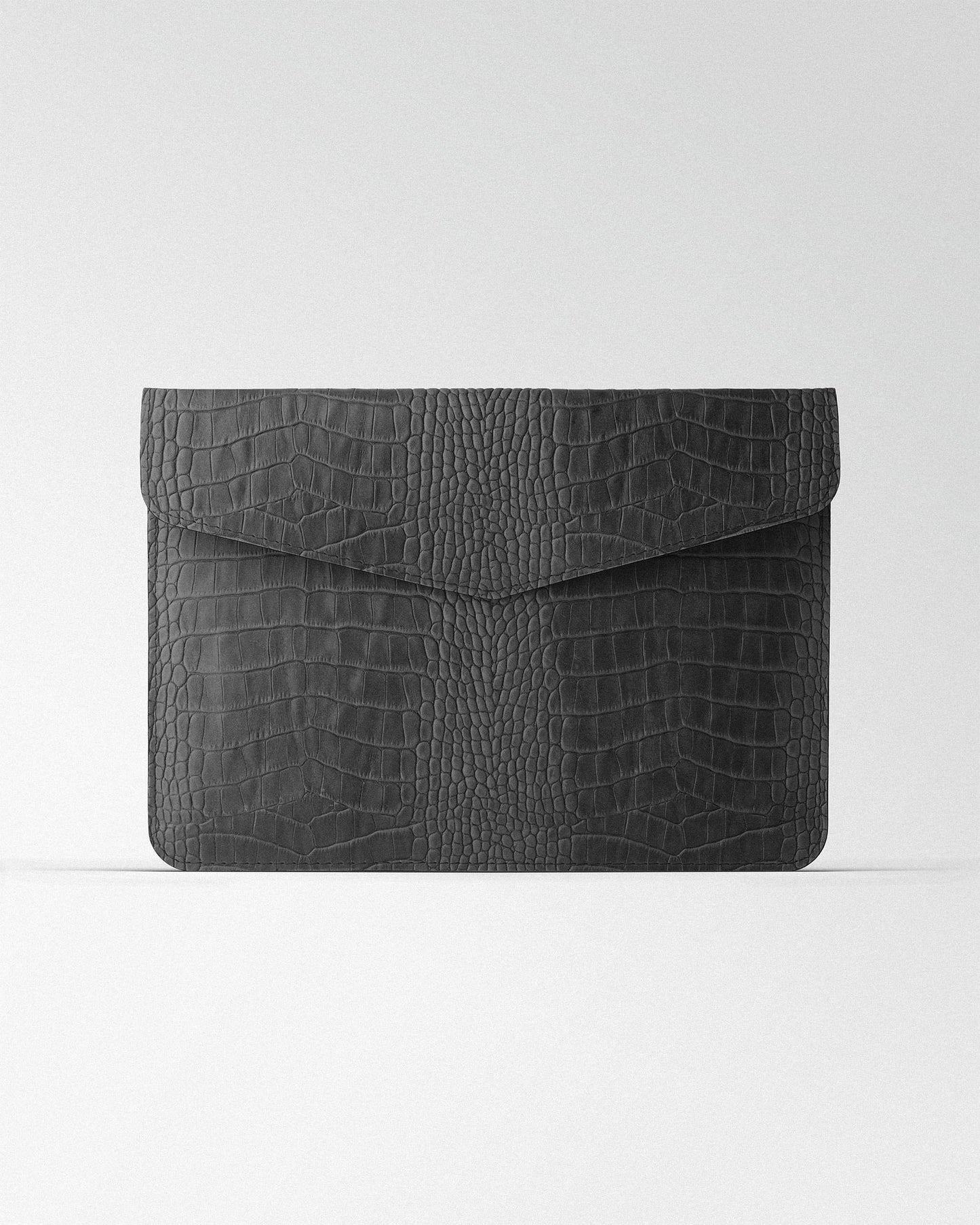 Magnetic MacBook Sleeve with Gray Crocodile Embossing