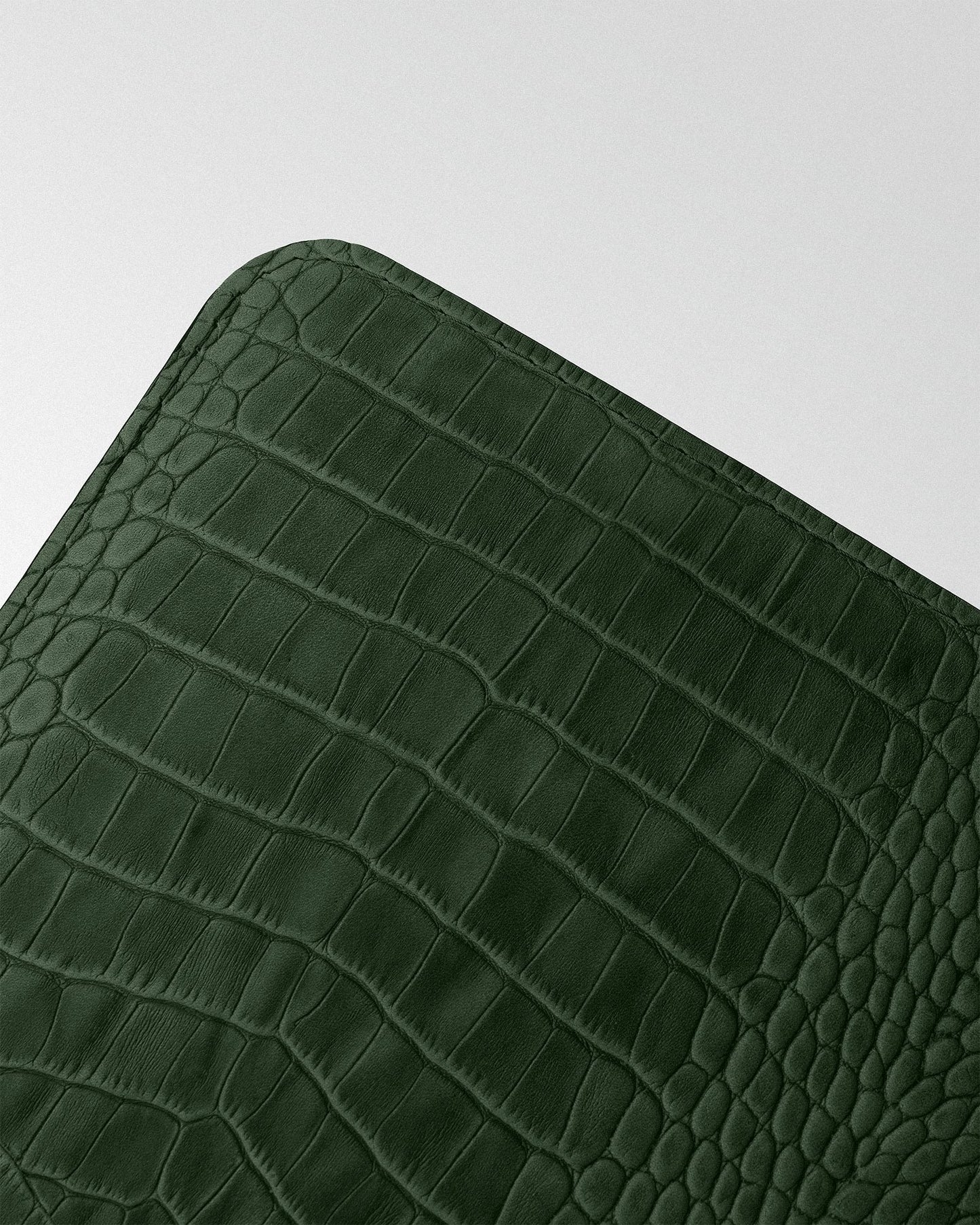 Minimalist MacBook Sleeve With Green Crocodile Embossing