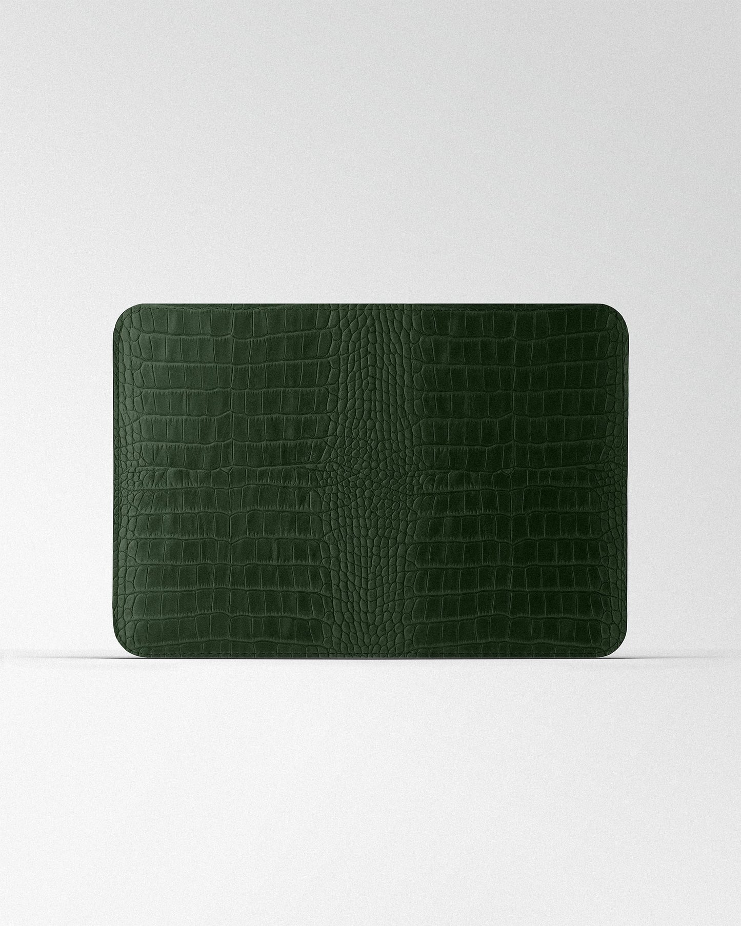 Minimalist MacBook Sleeve With Green Crocodile Embossing