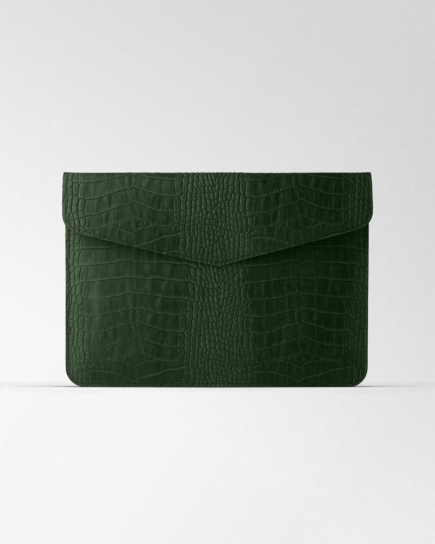 Magnetic MacBook Sleeve with Green Crocodile Embossing