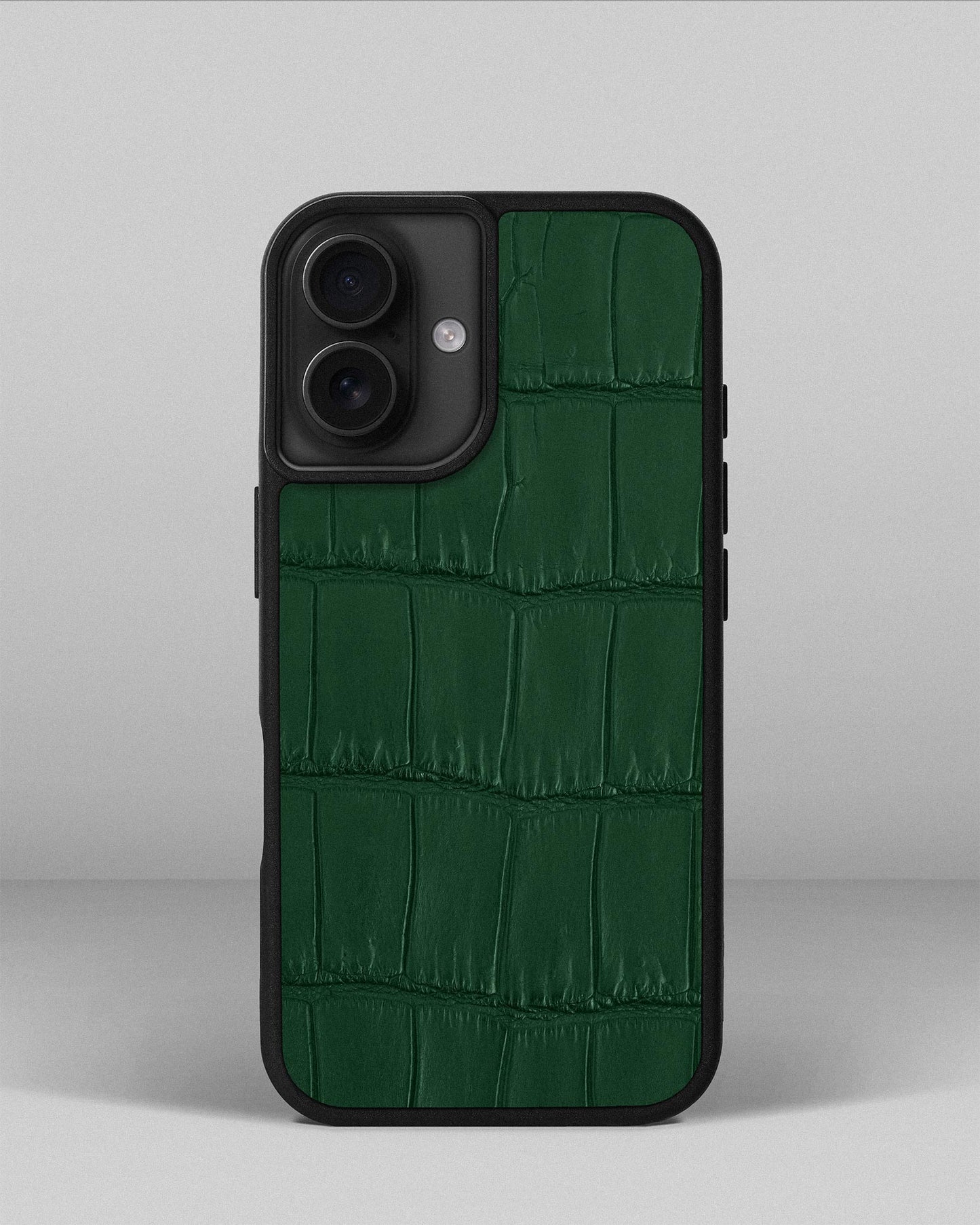 Dark Green Crocodile Leather Sport Case for iPhone 16
