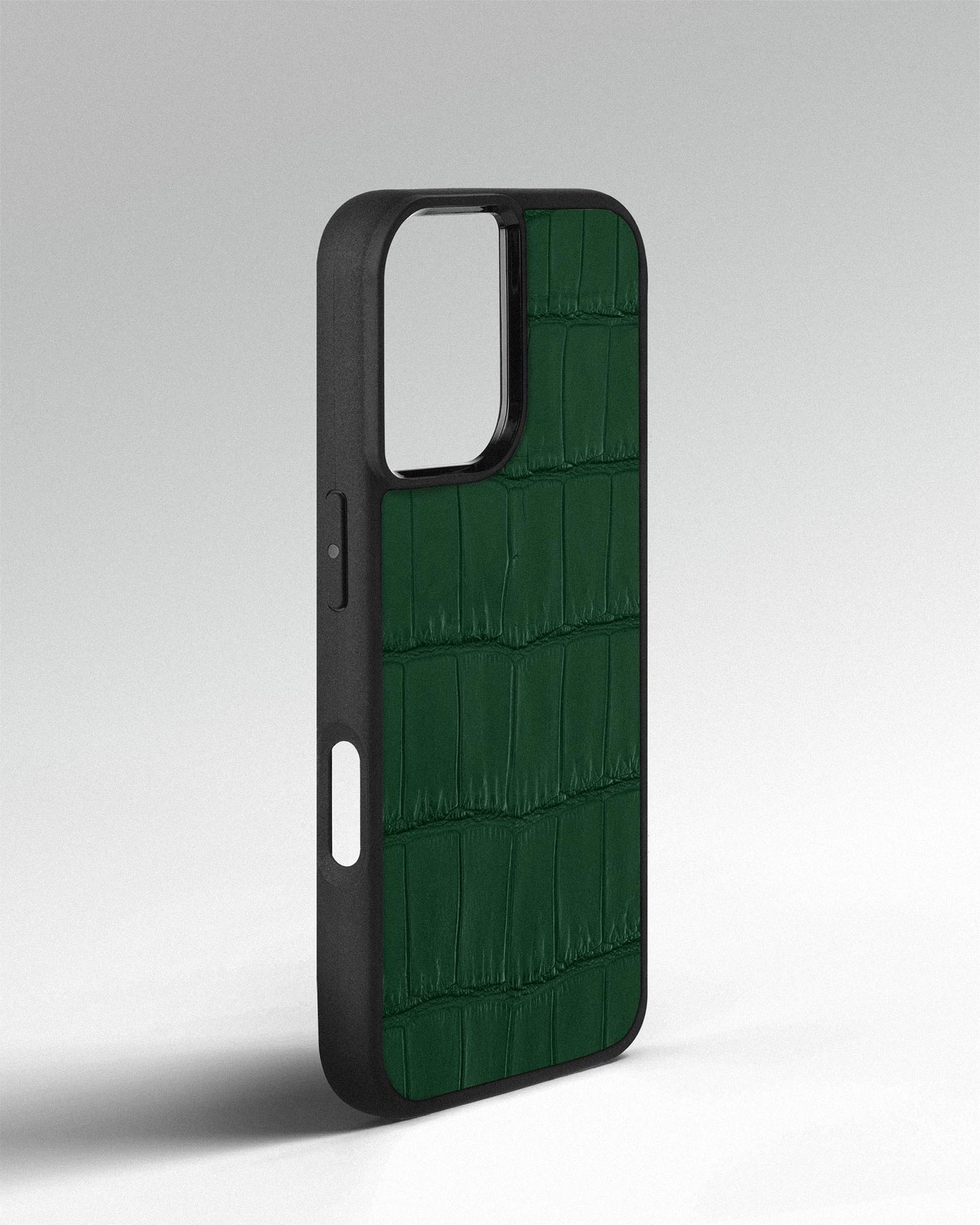 Dark Green Crocodile Leather Sport Case for iPhone 16
