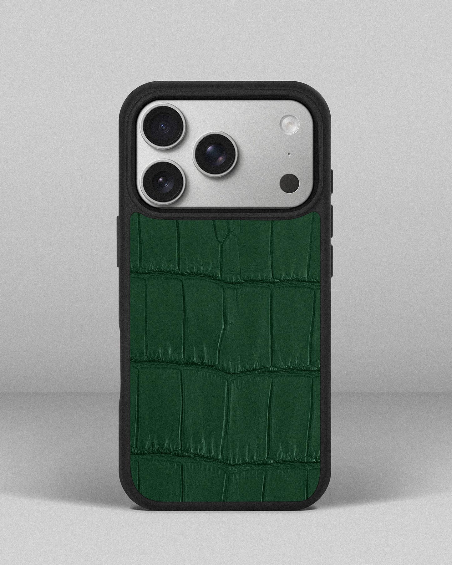 Dark Green Crocodile Leather Sport Case for iPhone 17 Pro