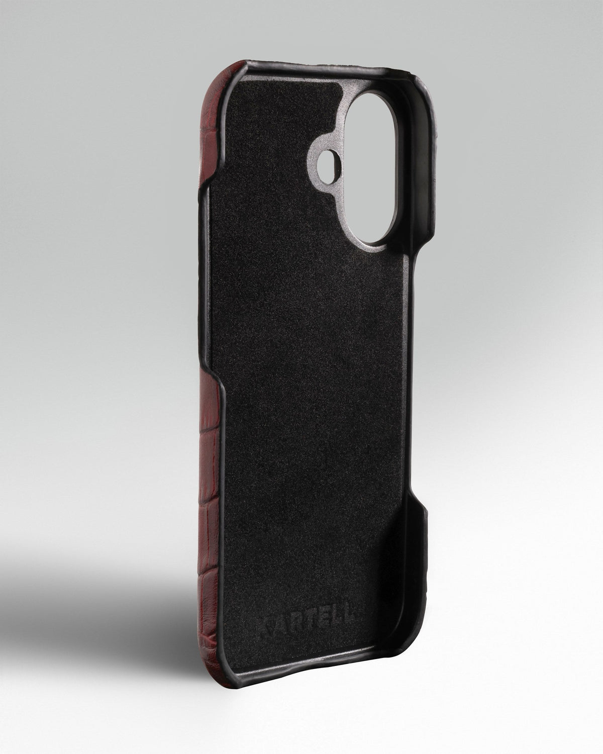 Red Crocodile-Embossed Leather Full-Wrap Case for iPhone 15 Plus