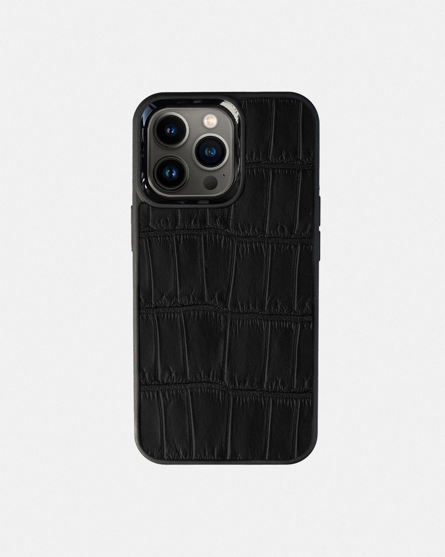 Black Crocodile Leather Sport Case for iPhone 13 Pro