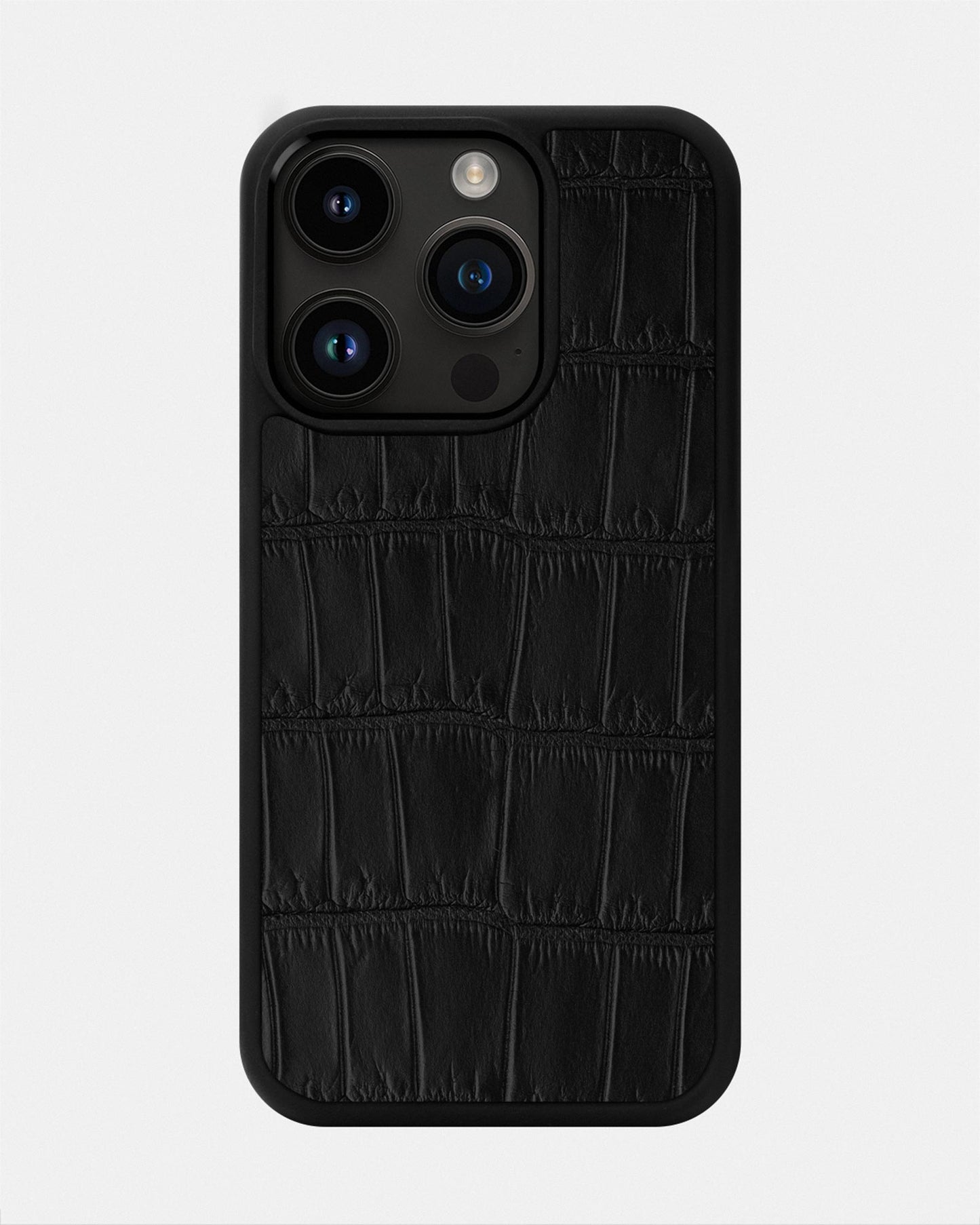 Black Crocodile Leather Sport Case for iPhone 14 Pro Max