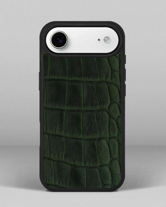 Dark Green Crocodile Emboss on Calfskin Sport Case for iPhone 17 Air