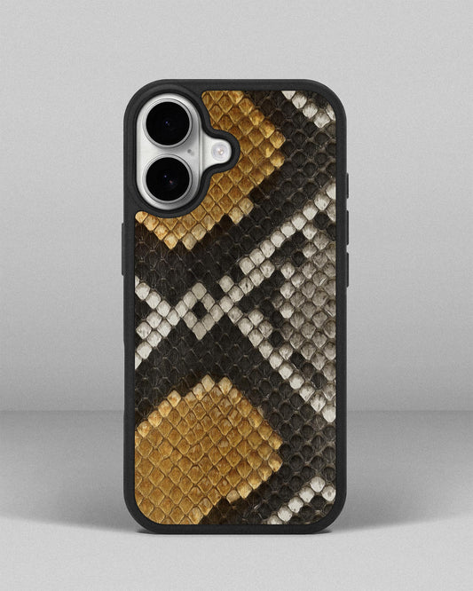 Спортивний чохол із сіро-жовтої шкіри пітона для iPhone 16 Pro Max