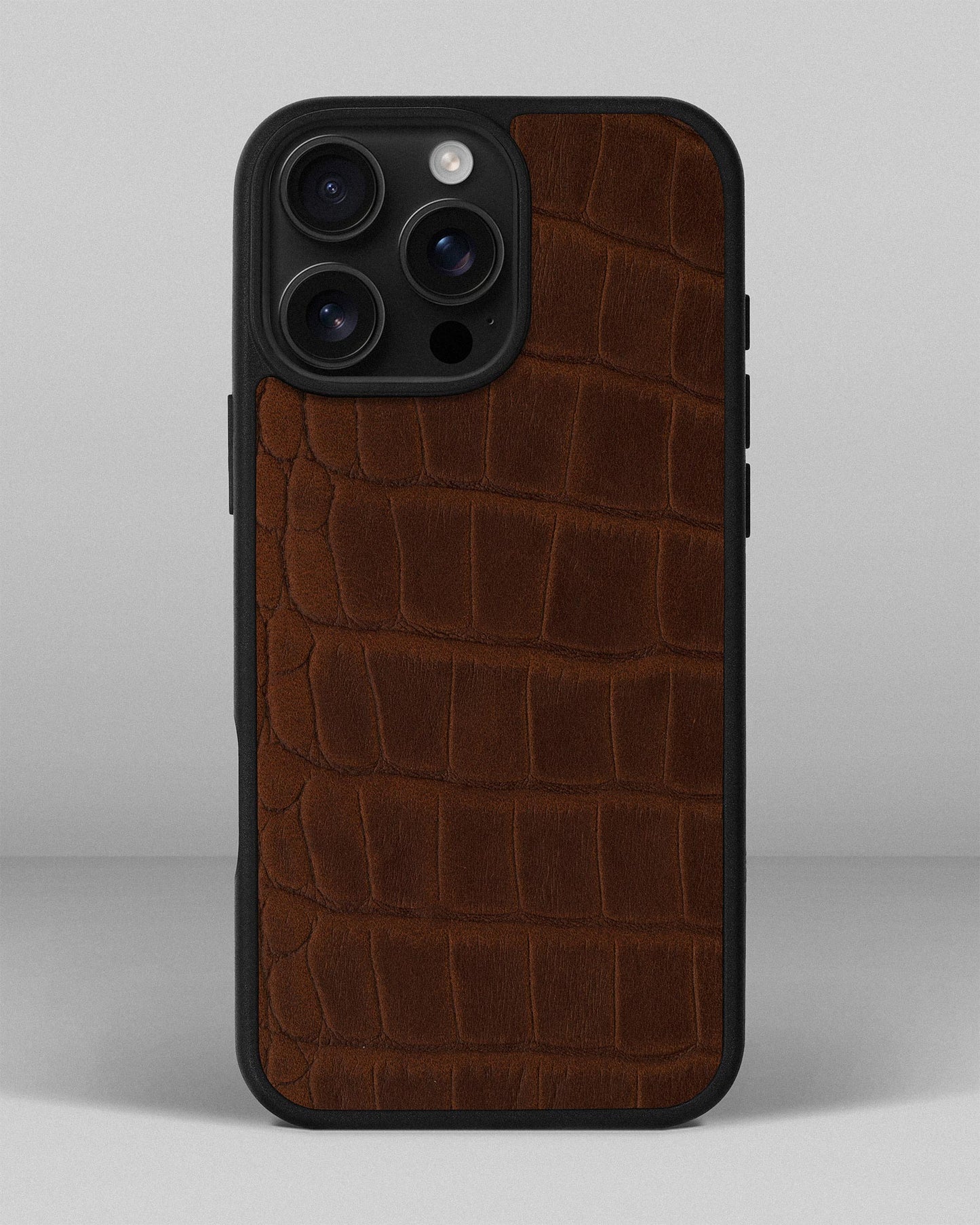Ginger Crocodile Emboss on Calfskin Sport Case for iPhone 16 Pro Max
