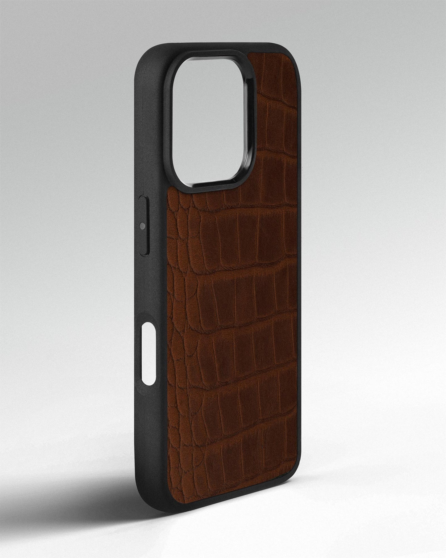 Ginger Crocodile Emboss on Calfskin Sport Case for iPhone 16 Pro Max