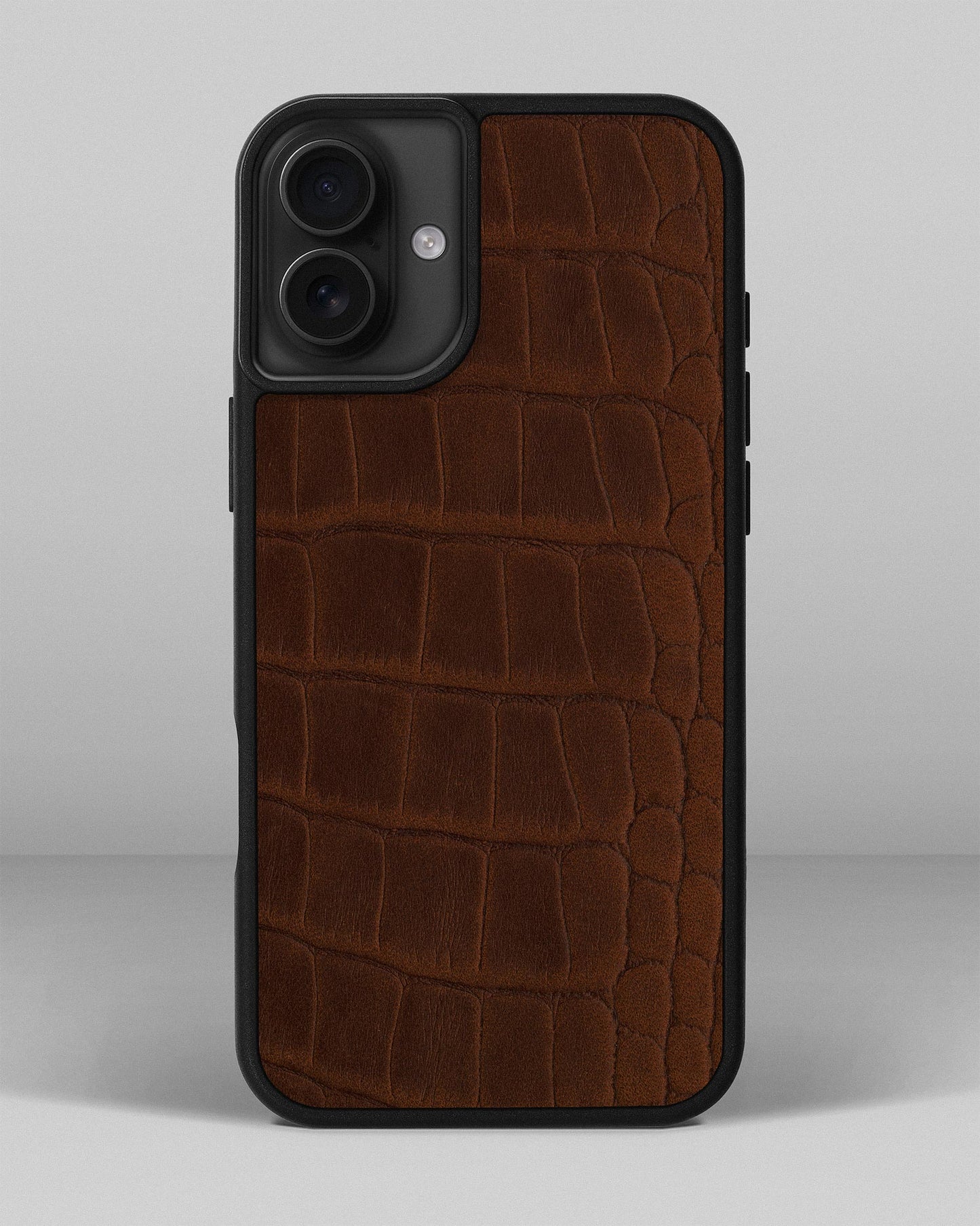 Ginger Crocodile Emboss on Calfskin Sport Case for iPhone 16 Plus