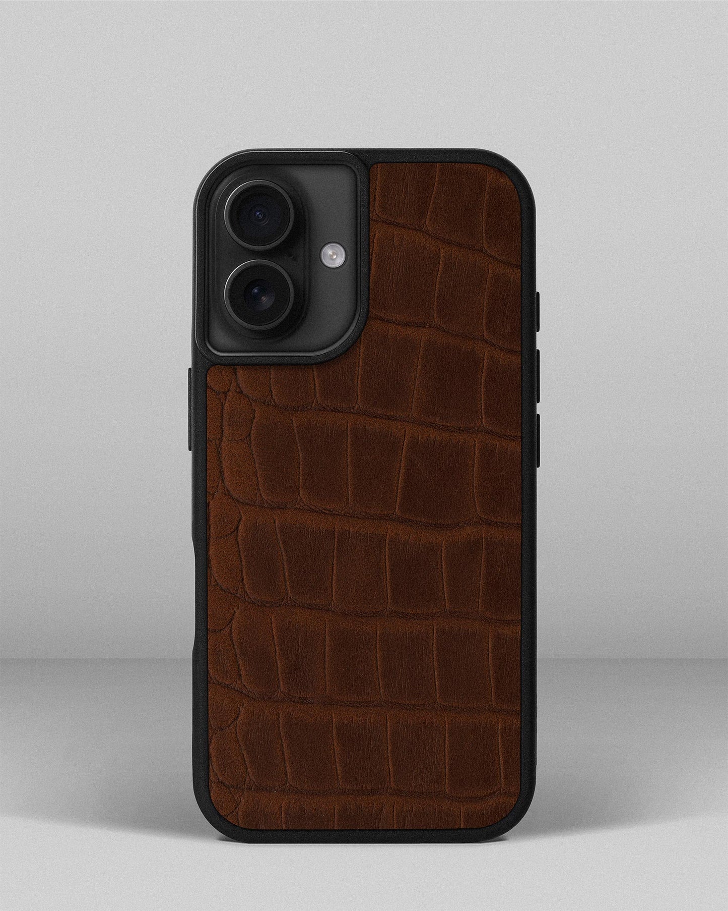 Ginger Crocodile Emboss on Calfskin Sport Case for iPhone 16