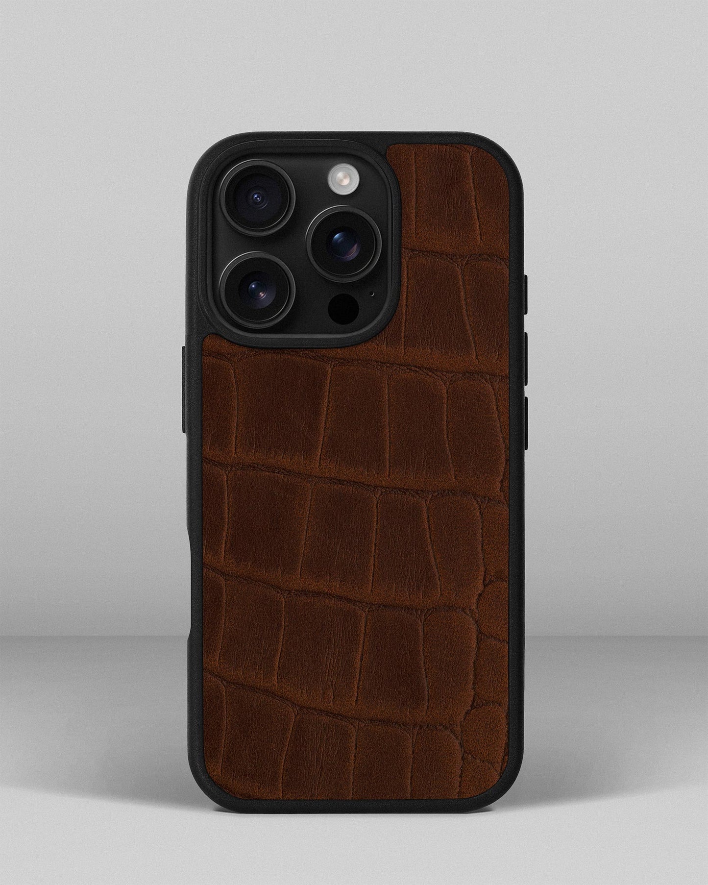 Ginger Crocodile Emboss on Calfskin Sport Case for iPhone 16 Pro