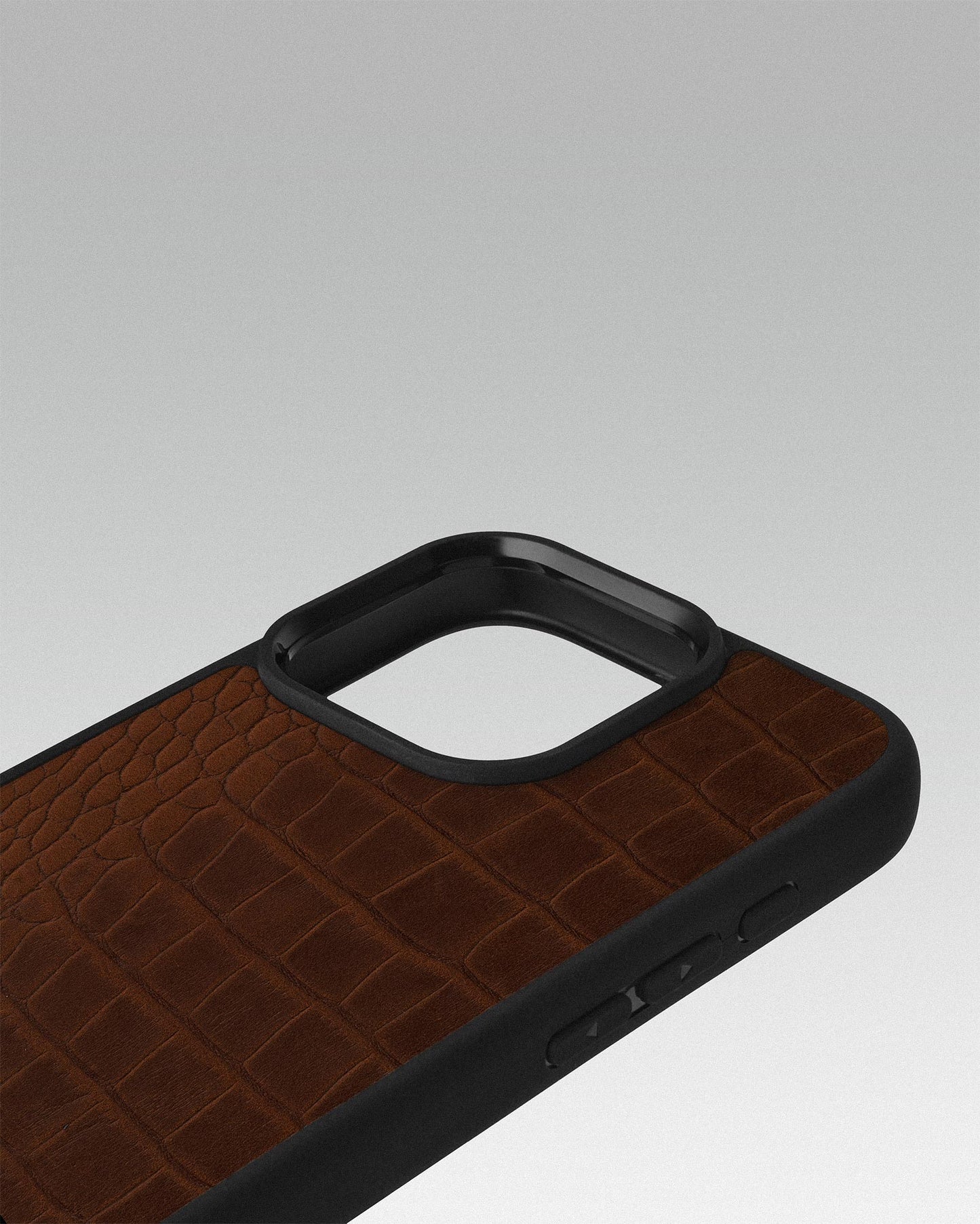 Ginger Crocodile Emboss on Calfskin Sport Case for iPhone 16 Pro Max