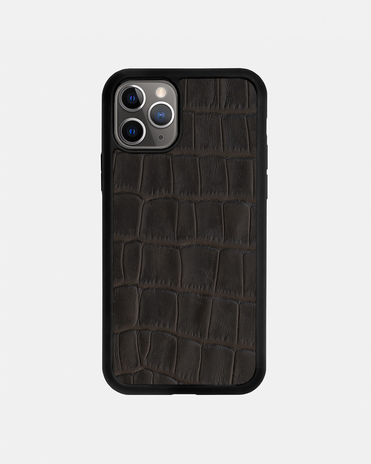 Dark Brown Crocodile Emboss on Calfskin Sport Case for iPhone 11 Pro
