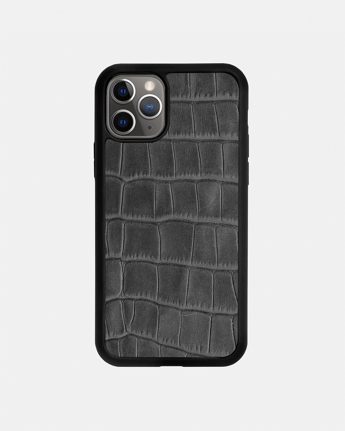 Grey Crocodile Emboss on Calfskin Sport Case for iPhone 11 Pro