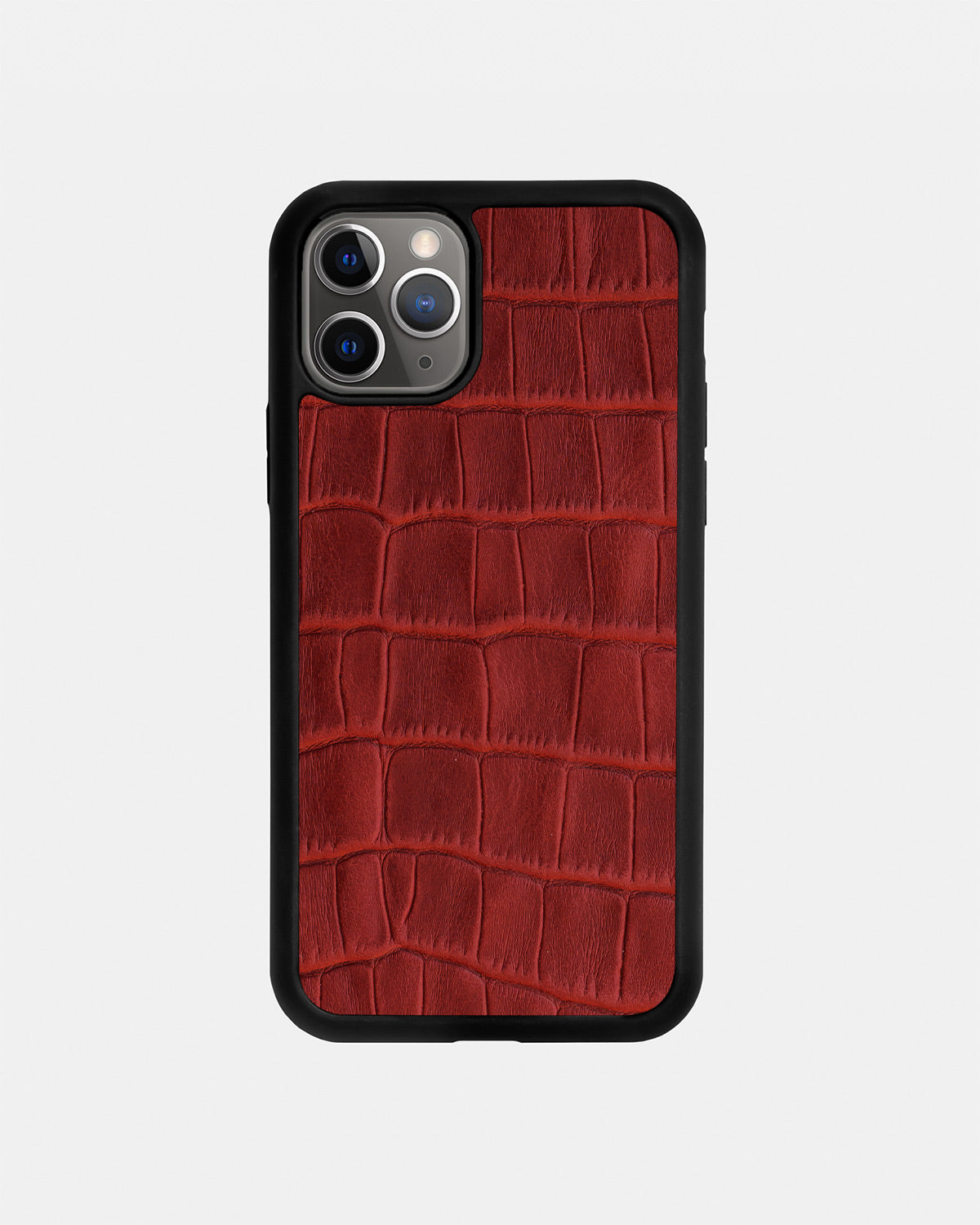Red Crocodile Emboss on Calfskin Sport Case for iPhone 11 Pro