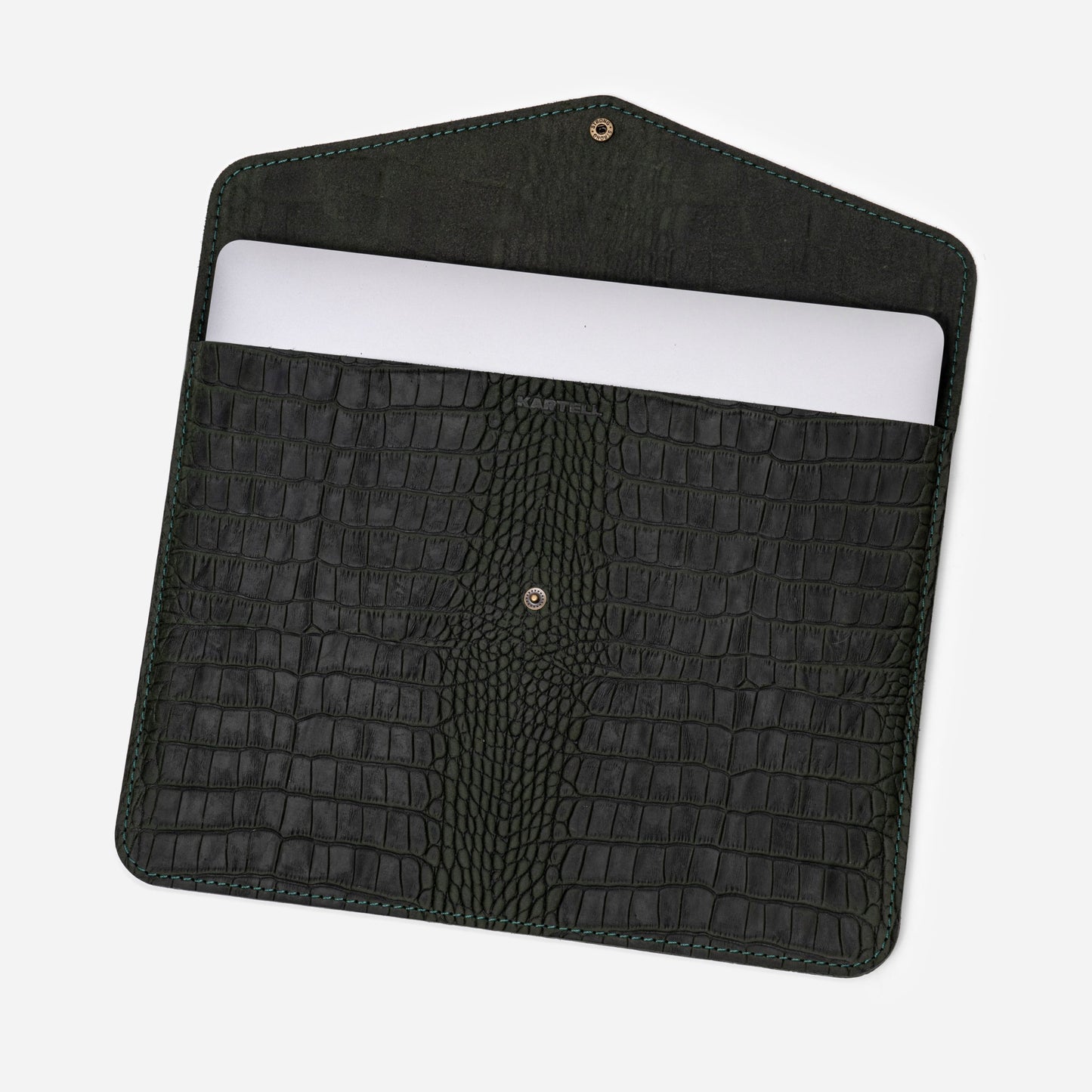 Dark Green Crocodile-Embossed Calf Leather MacBook 13 Air Pro Case