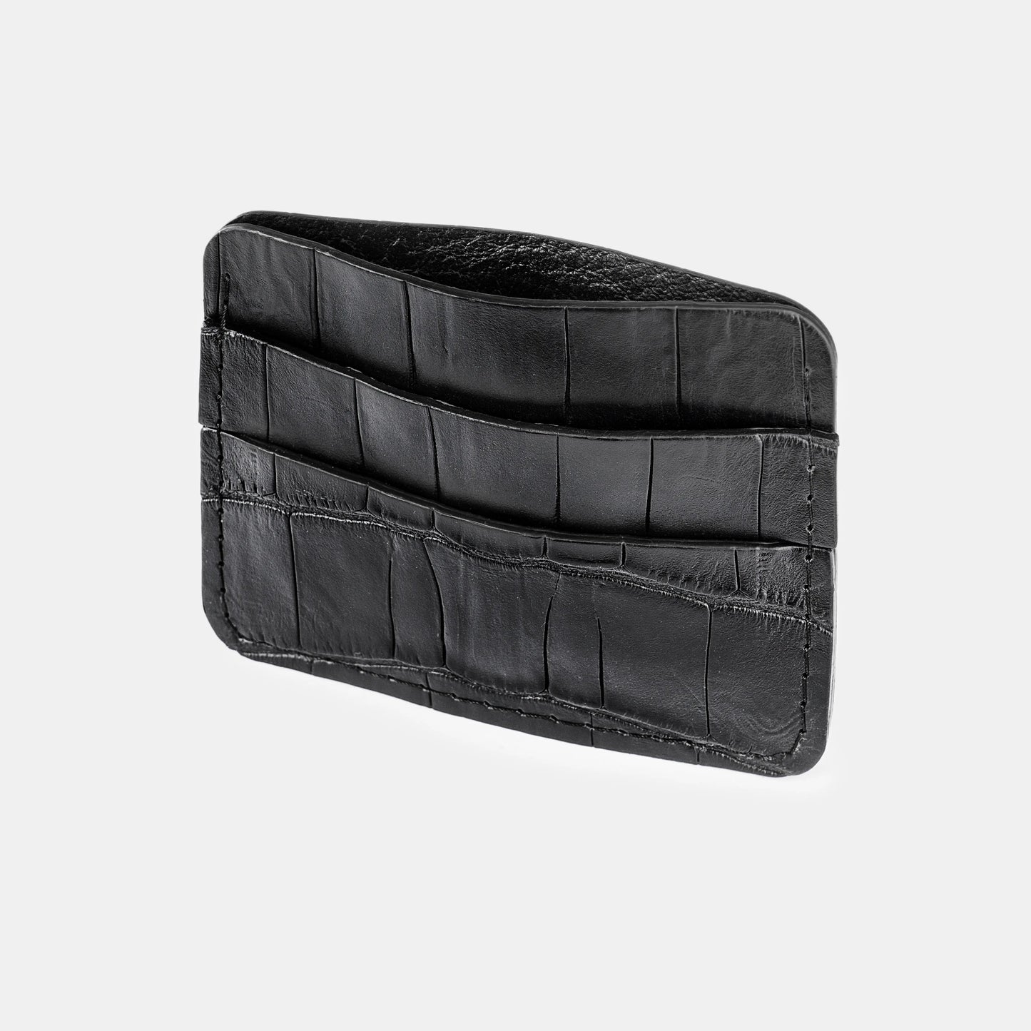 Black Crocodile Leather Cardholder – side view