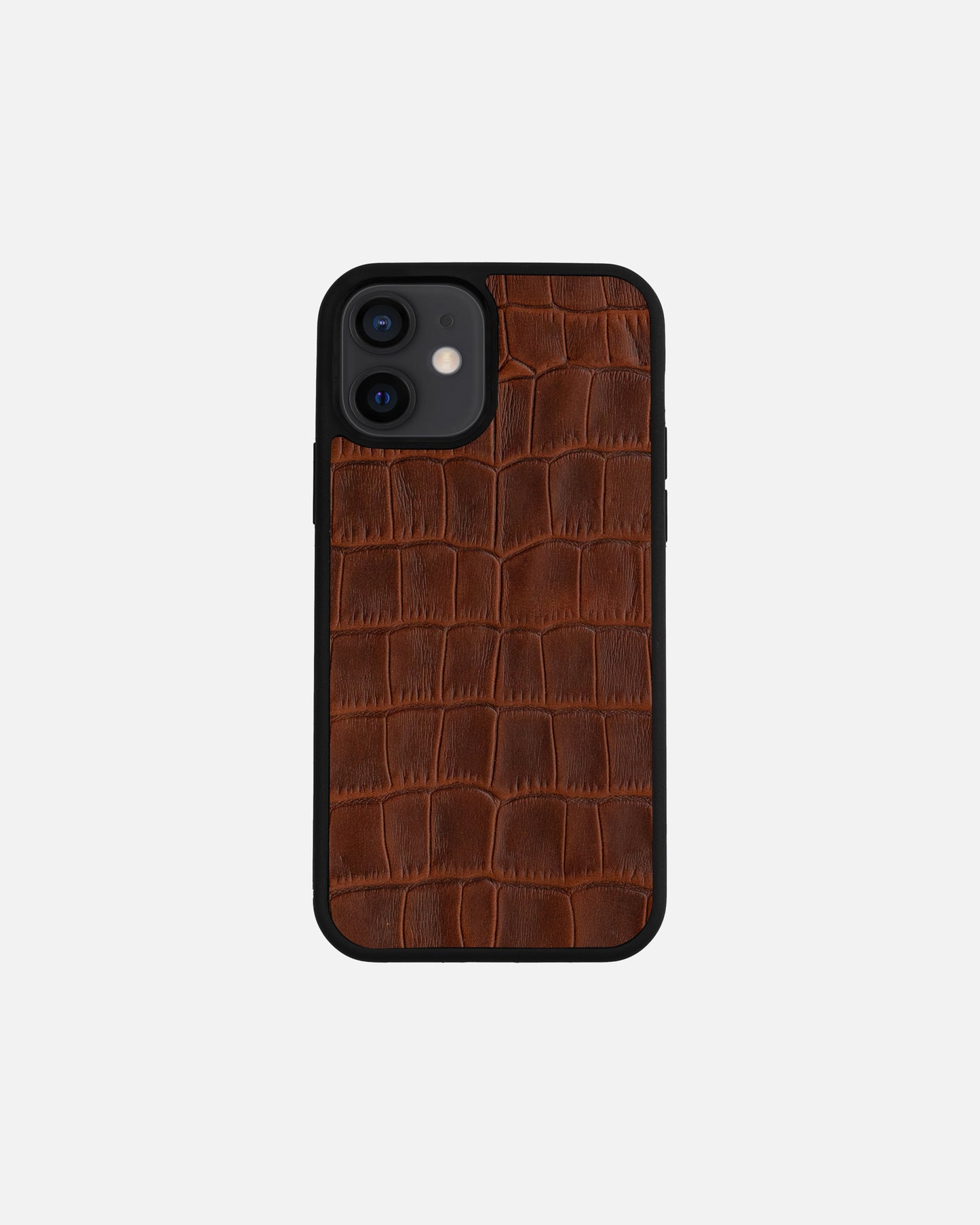 Ginger Crocodile Emboss on Calfskin Sport Case for iPhone 12 Mini