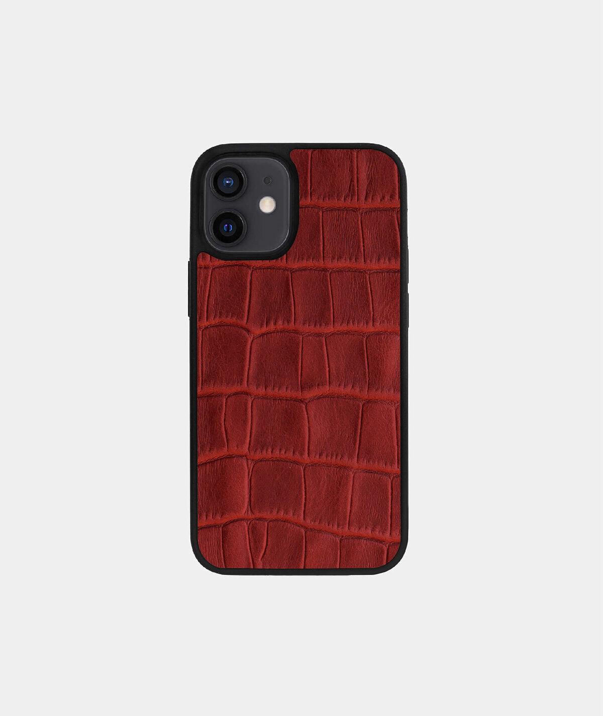 Red Crocodile Emboss on Calfskin Sport Case for iPhone 12 Mini