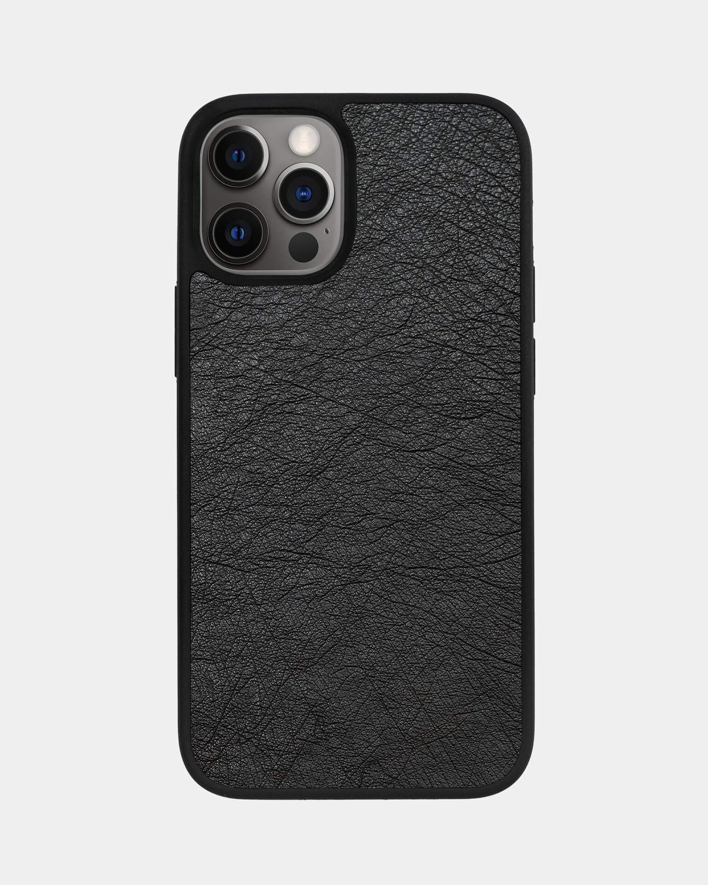 غطاء جلدي أسود بدون غطاء لهاتف iPhone 12 Pro Max
