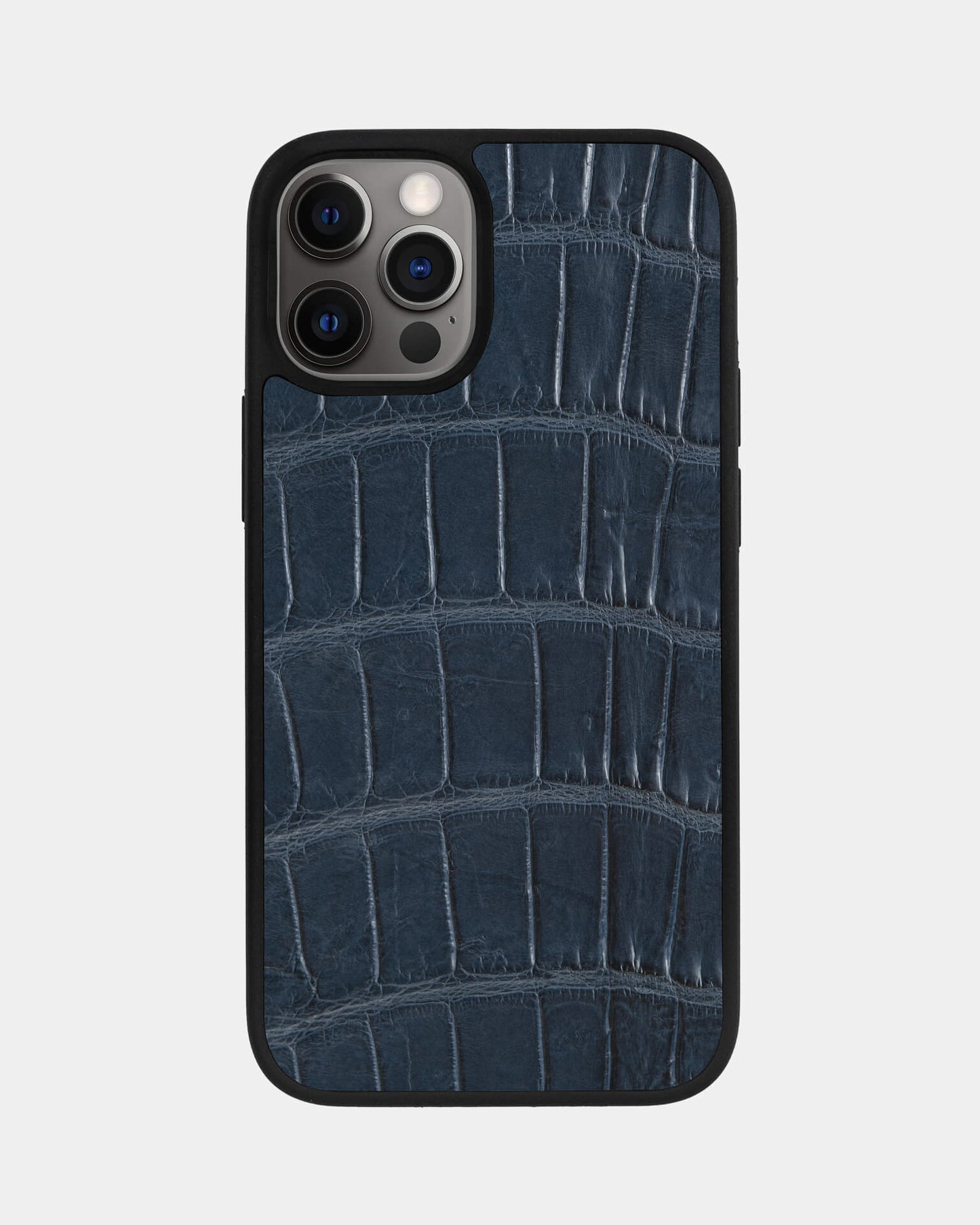 Темно-синій спортивний чохол зі шкіри Crocodile для iPhone 12 Pro Max