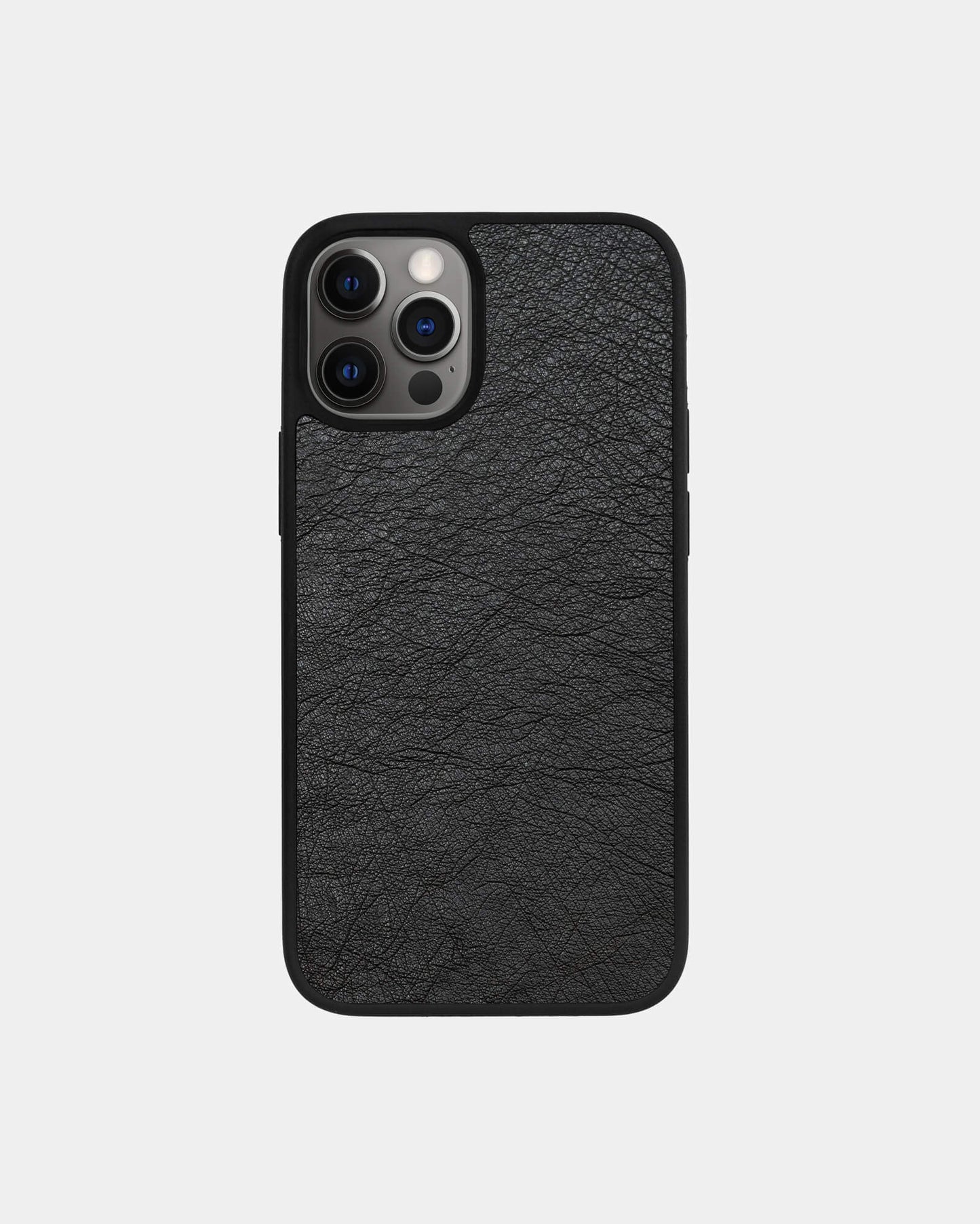 غطاء جلدي أسود بدون غطاء لهاتف iPhone 12 Pro