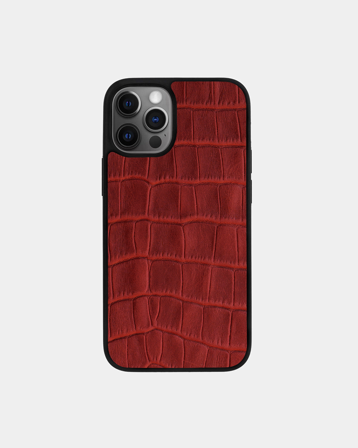 Red Crocodile Emboss on Calfskin Sport Case for iPhone 12 Pro