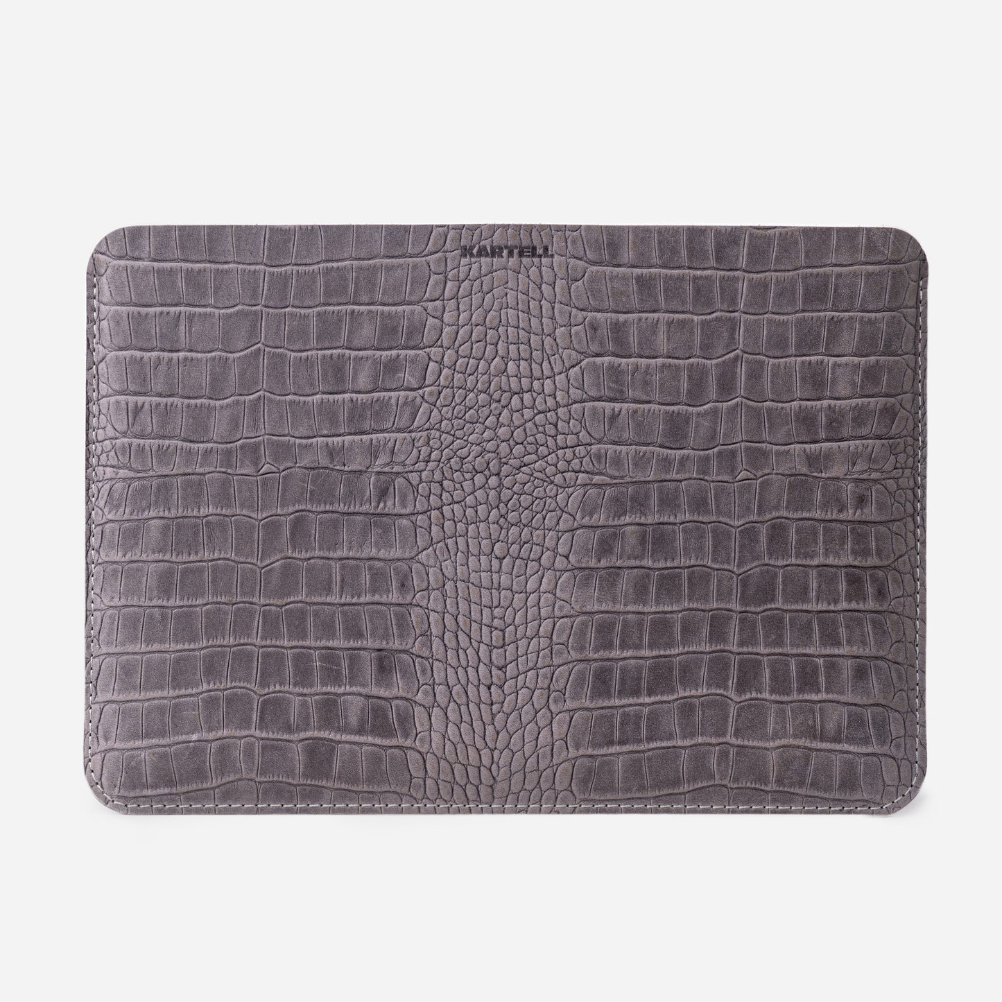 Grey Crocodile-Embossed Calf Leather Open MacBook 16 Pro M1 (2021) Case