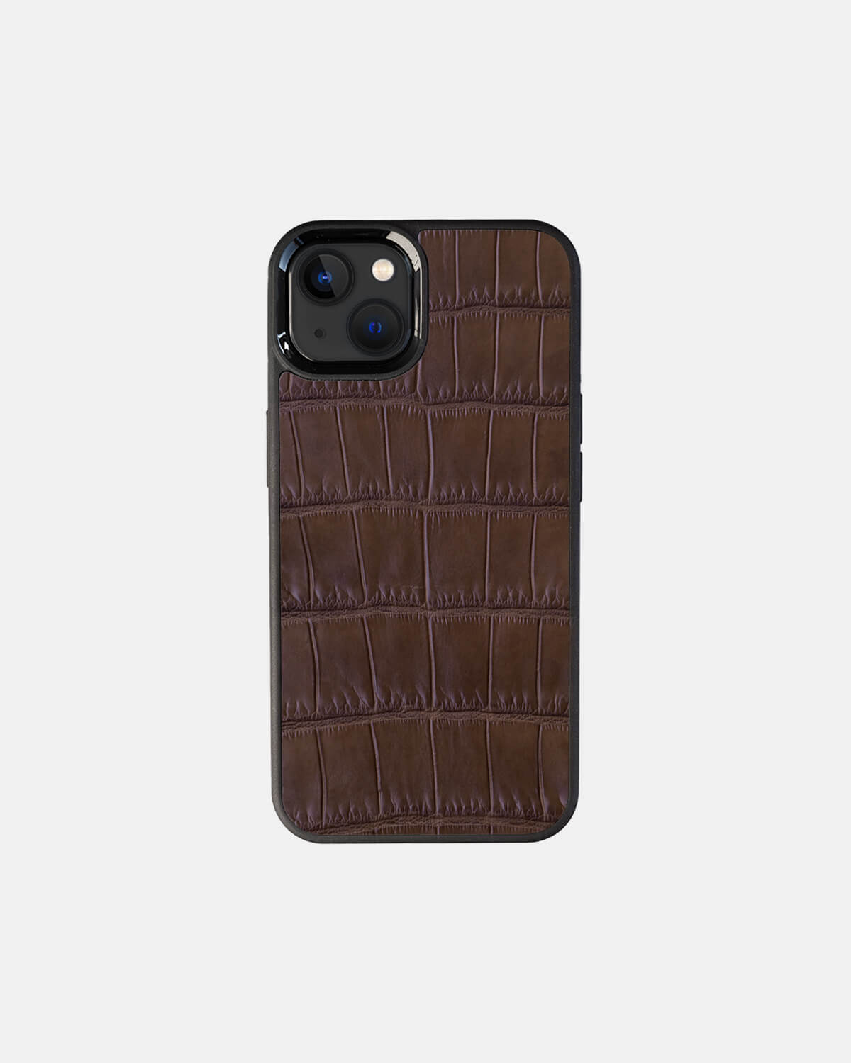 Dark brown Crocodile Leather Sport Case for iPhone 13