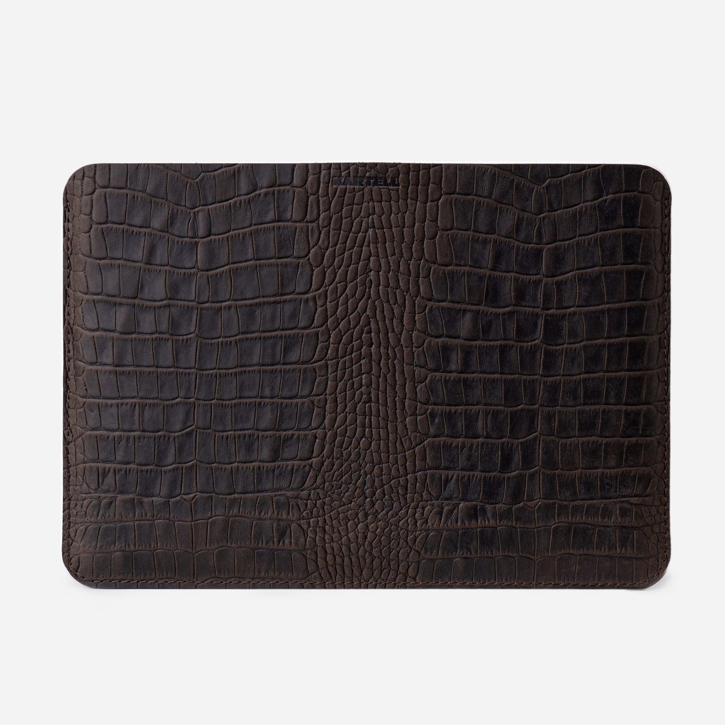 Dark Brown Crocodile-Embossed Calf Leather Open MacBook 16 Pro (2019) Case