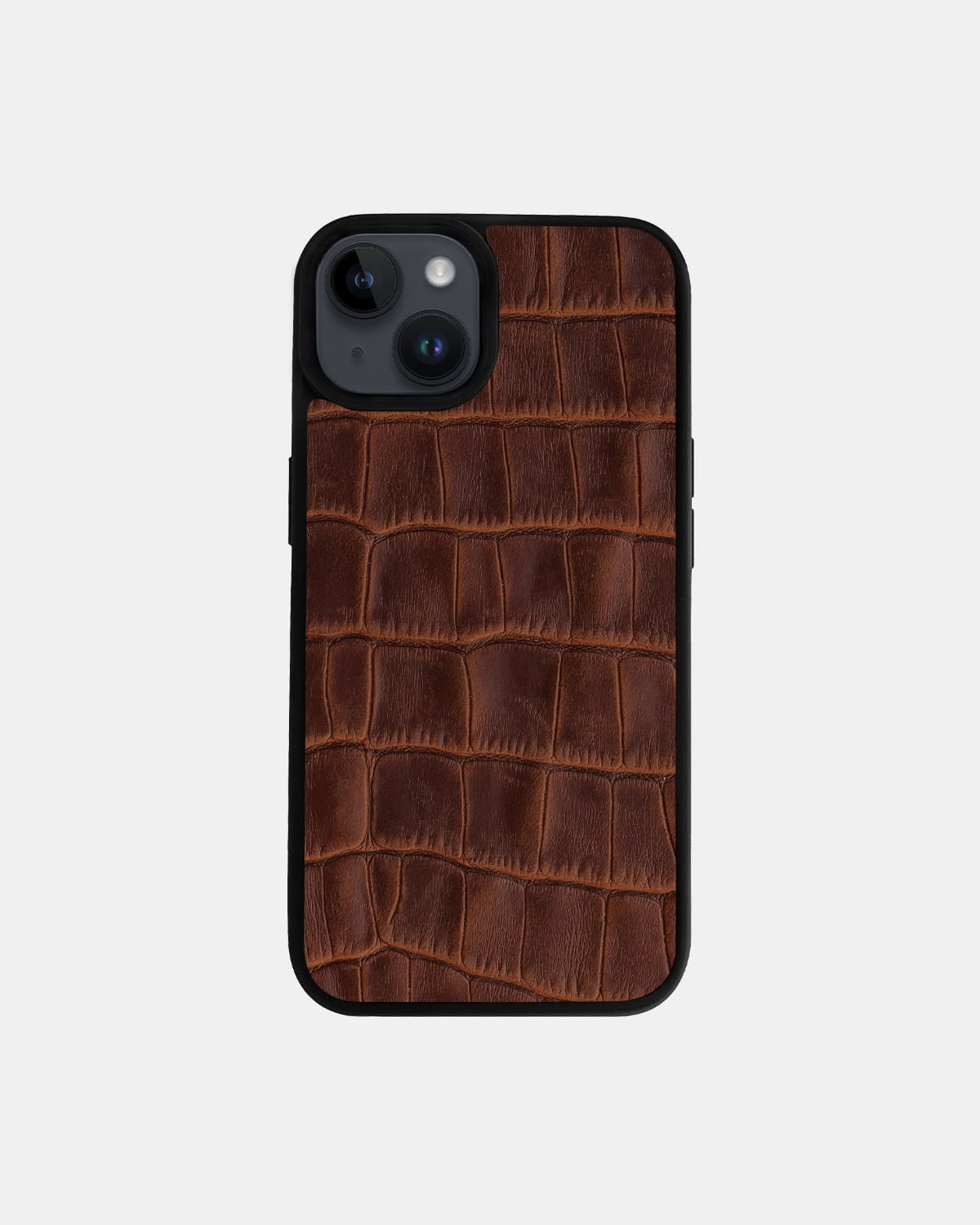 Ginger Crocodile Emboss on Calfskin Sport Case for iPhone 14