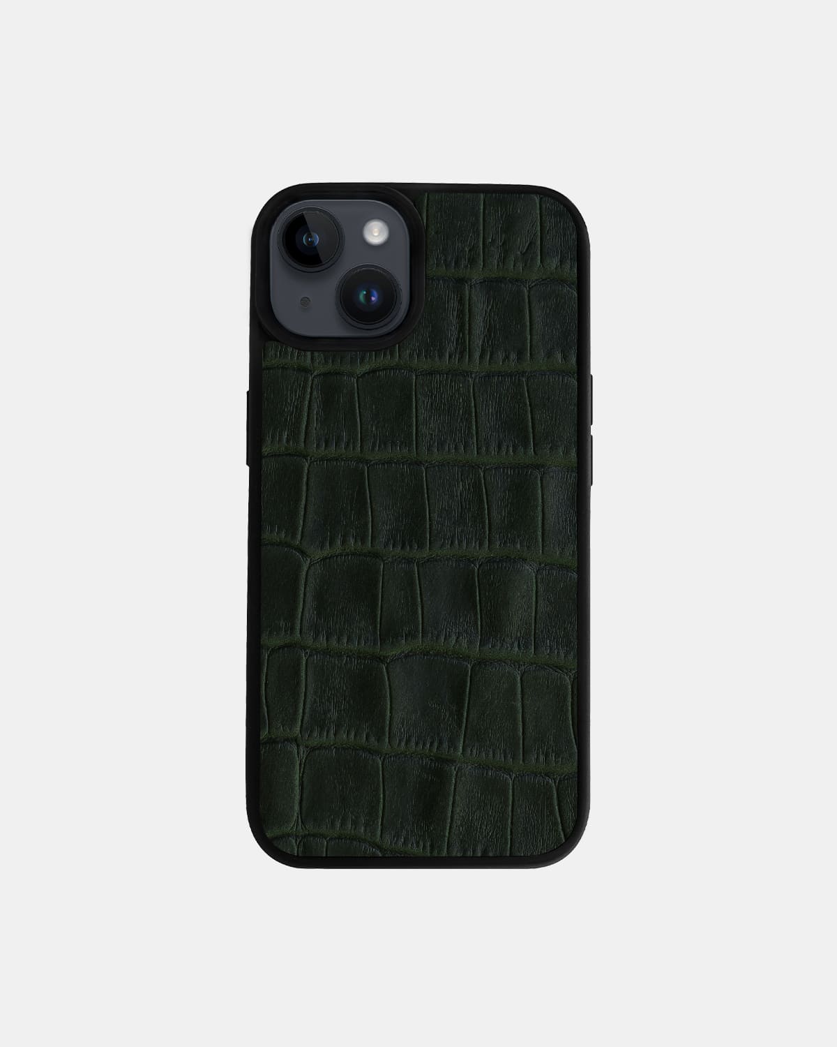 Dark Green Crocodile Emboss on Calfskin Sport Case for iPhone 14
