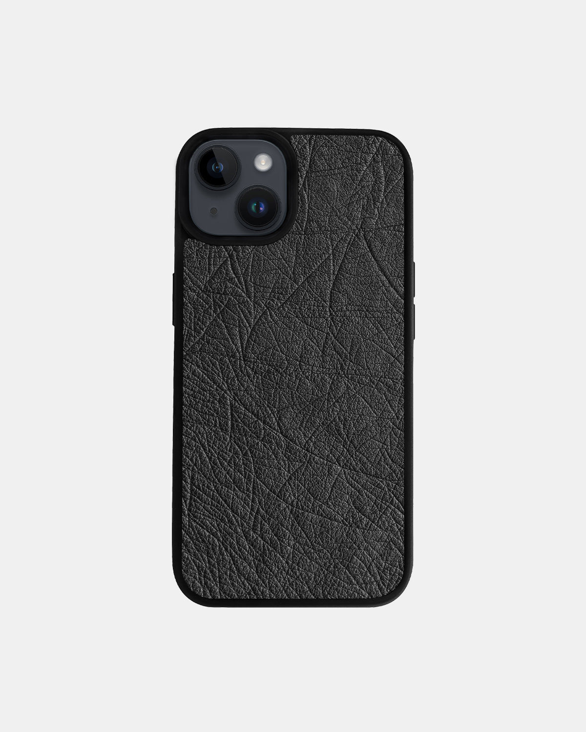iPhone 14 Dark Gray Follicle-free Ostrich Leather Case
