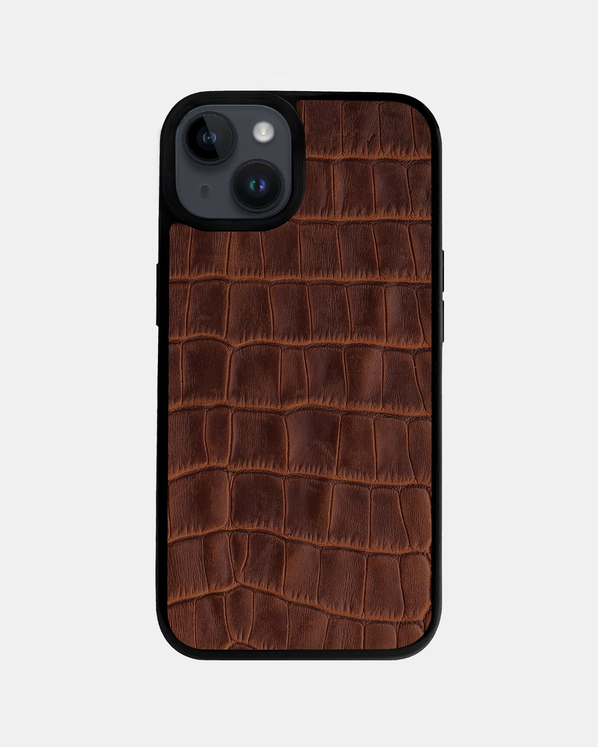 Ginger Crocodile Emboss on Calfskin Sport Case for iPhone 14 Plus
