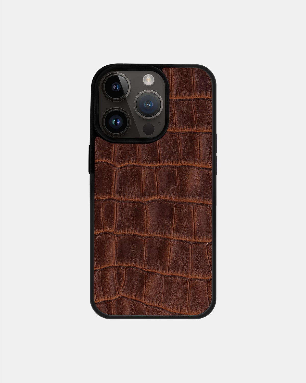 Ginger Crocodile Emboss on Calfskin Sport Case for iPhone 14 Pro