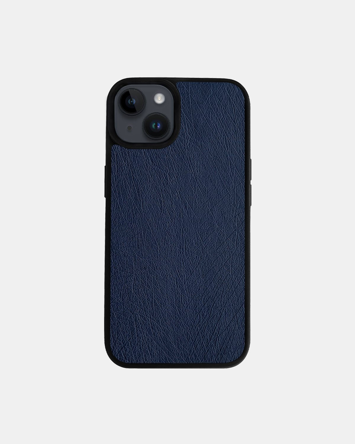 iPhone 14 Navy Blue Follicle-free Ostrich Leather Case