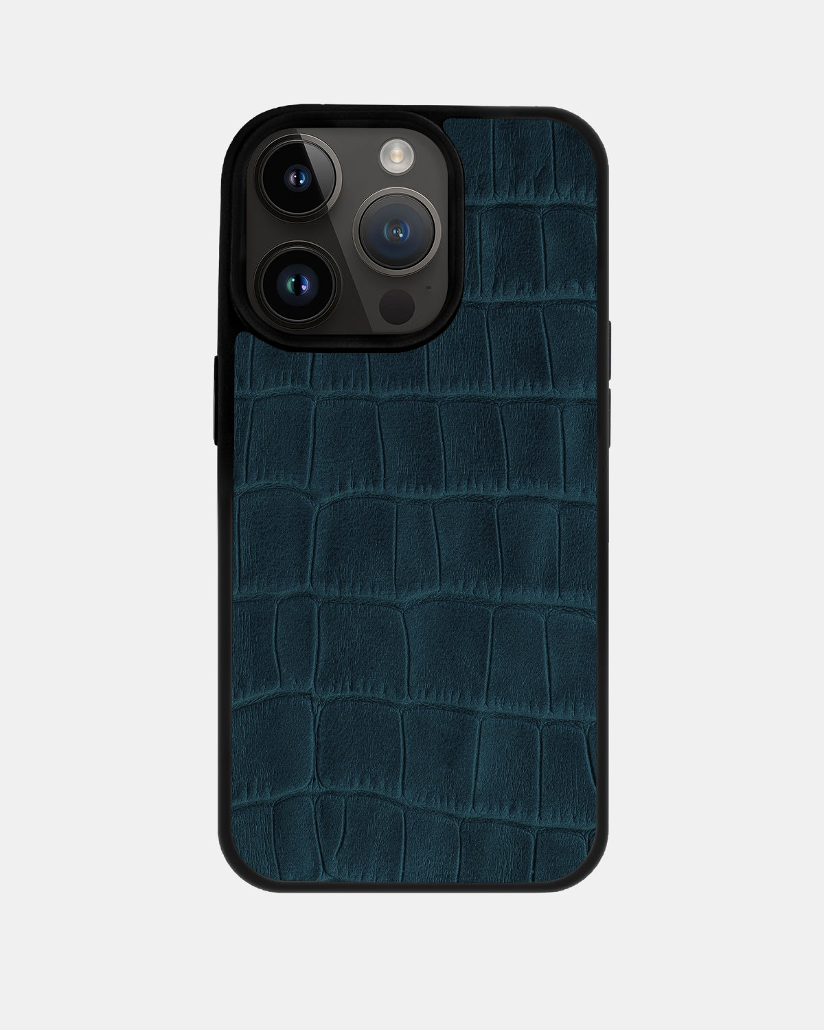 Dark Blue Crocodile Emboss on Calfskin Sport Case for iPhone 14 Pro Max