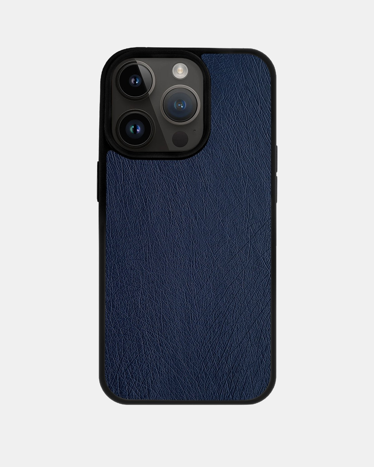 iPhone 14 Pro Max Navy Blue Follicle-free Ostrich Leather Case