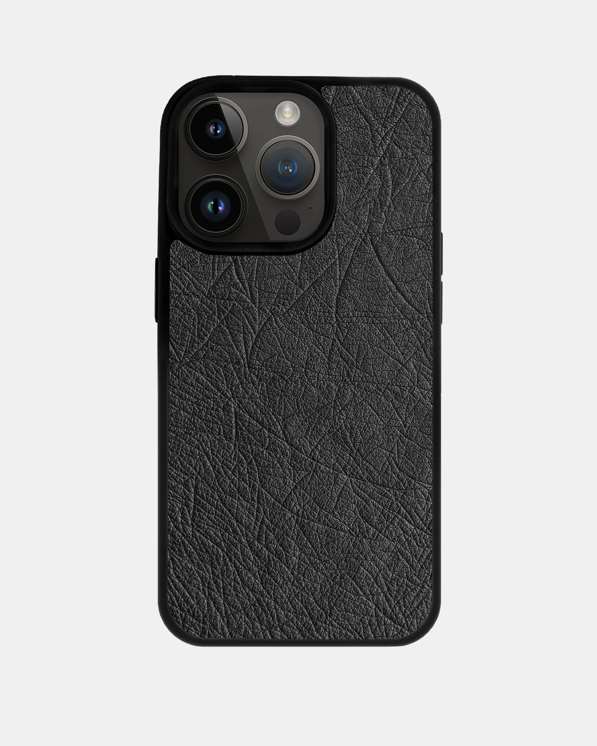iPhone 14 Pro Max Dark Gray Follicle-free Ostrich Leather Case