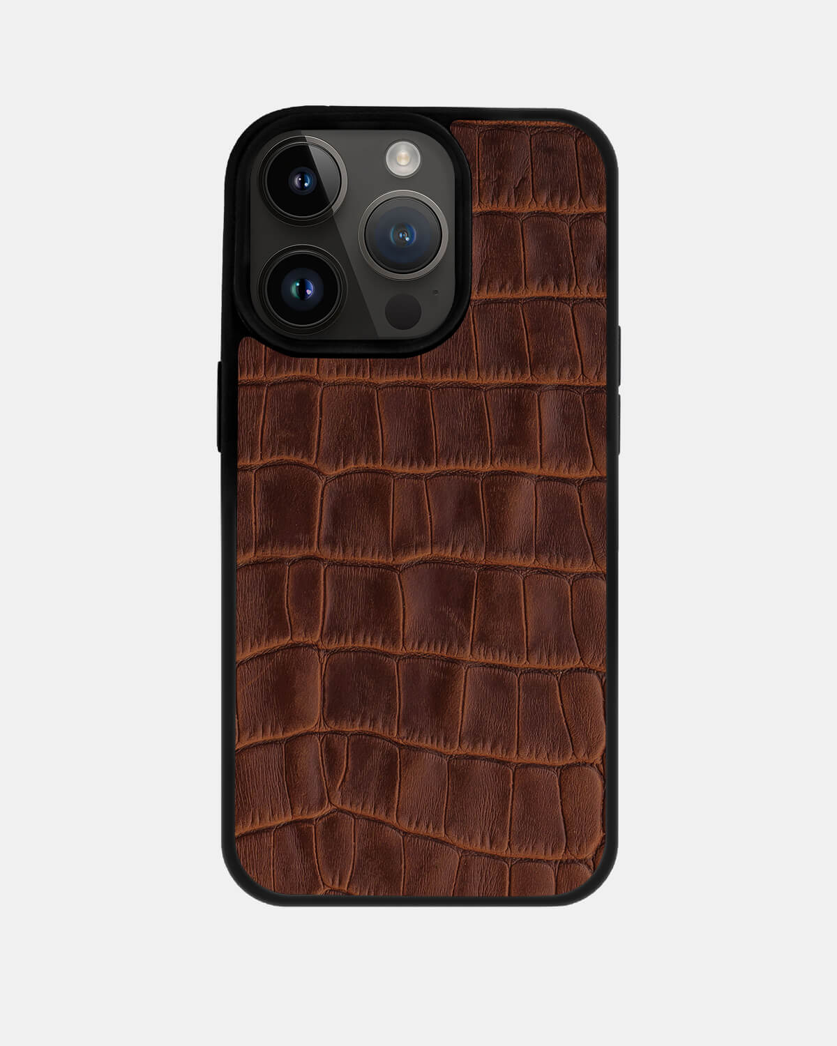 Ginger Crocodile Emboss on Calfskin Sport Case for iPhone 14 Pro Max