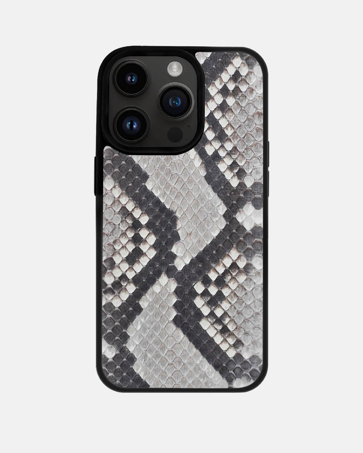 Чорно-білий спортивний чохол зі шкіри пітона для iPhone 14 Pro Max