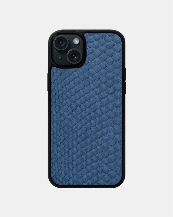 Blue-gray Python Skin Sport Case for iPhone 15