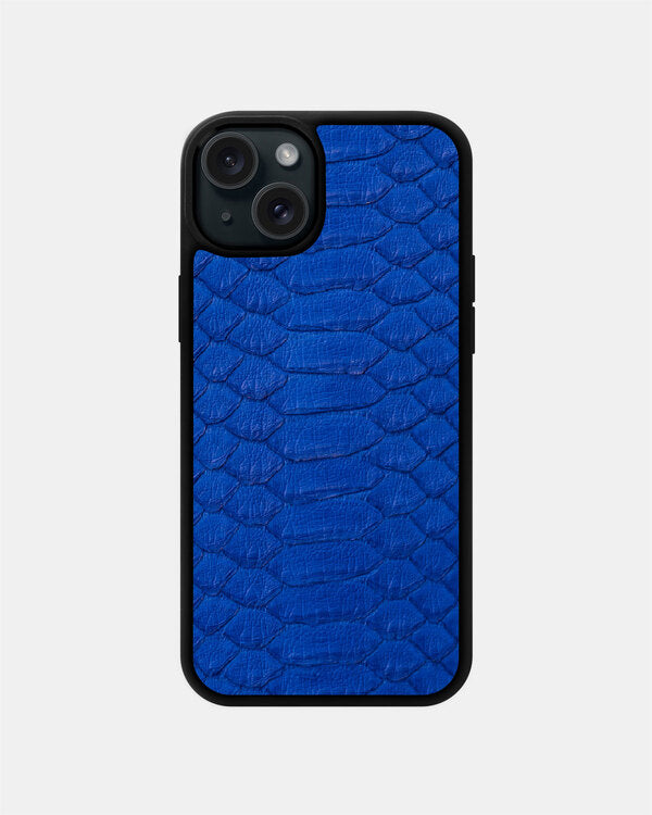 Blue Python Leather Sport Case for iPhone 15