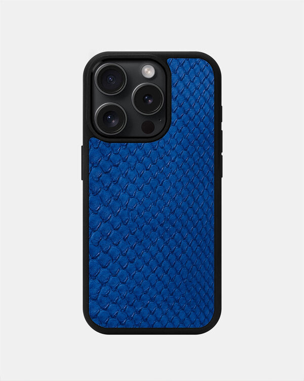 Blue Python Skin Sport Case for iPhone 15 Pro