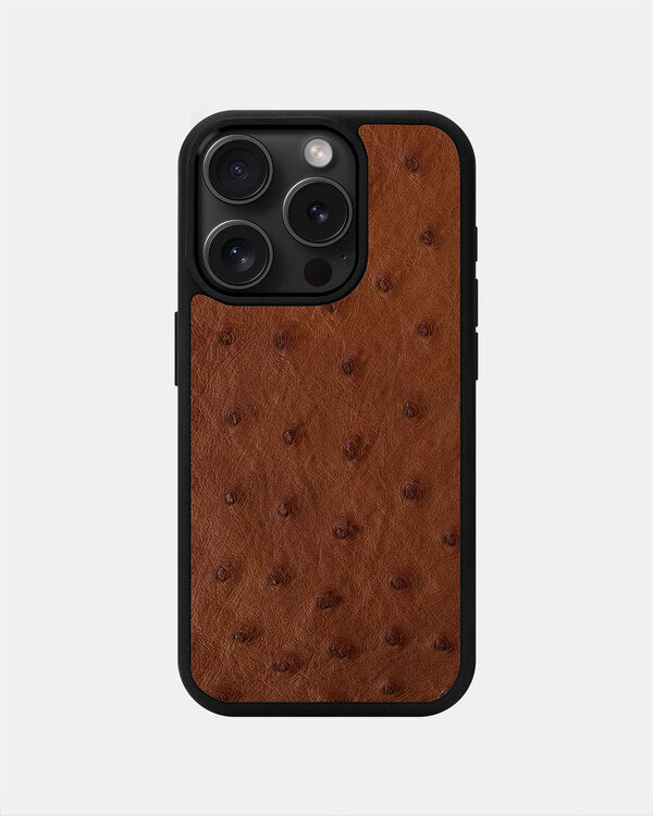 Brown Ostrich Sport Case for iPhone 15 Pro